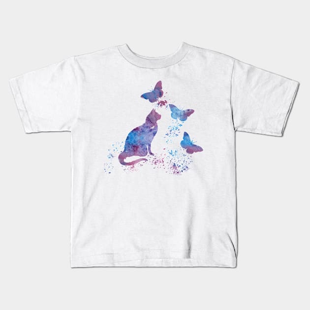 Water color cat art Kids T-Shirt by TheJollyMarten